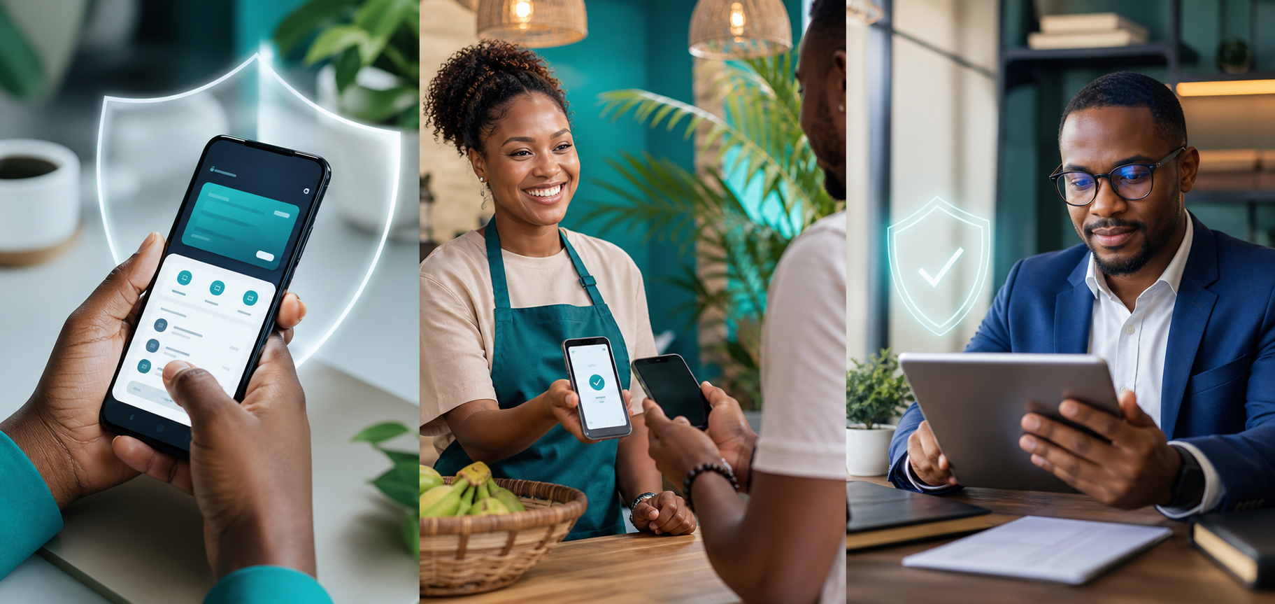 Person using a secure digital wallet at a small business